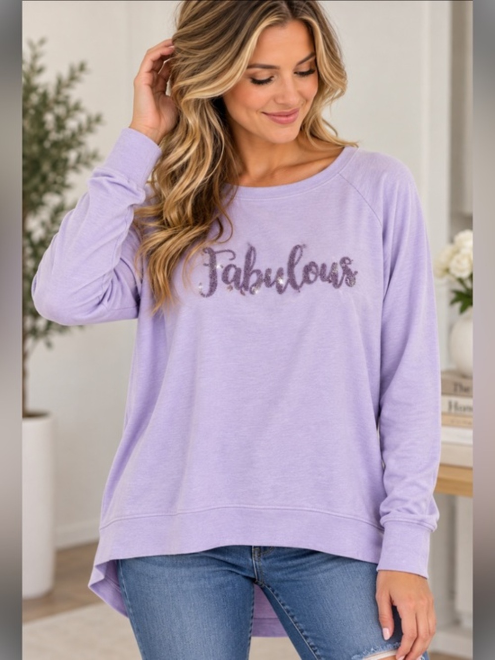 Isaac Mizrahi Live Lavender Fabulous Sweatshirt Size XL